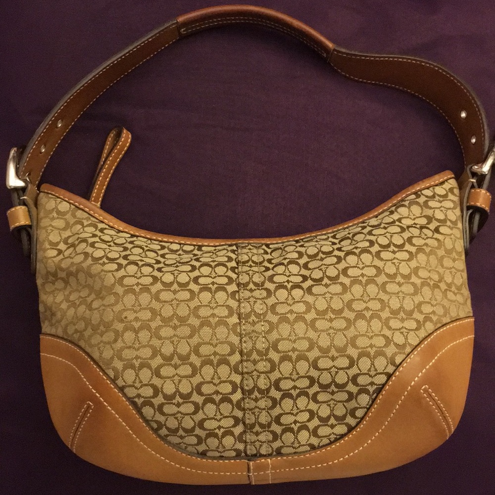 Coach small hobo bag, camel signature print